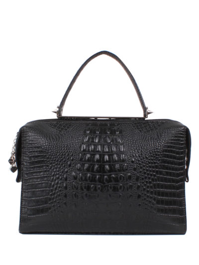 Стильная женская сумка прямоугольной формы Грифон цвета черный крокодил, артикул 615