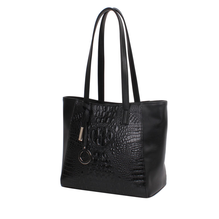 Женская сумка-шоппер Грифон цвета черный крокодил, артикул 619
