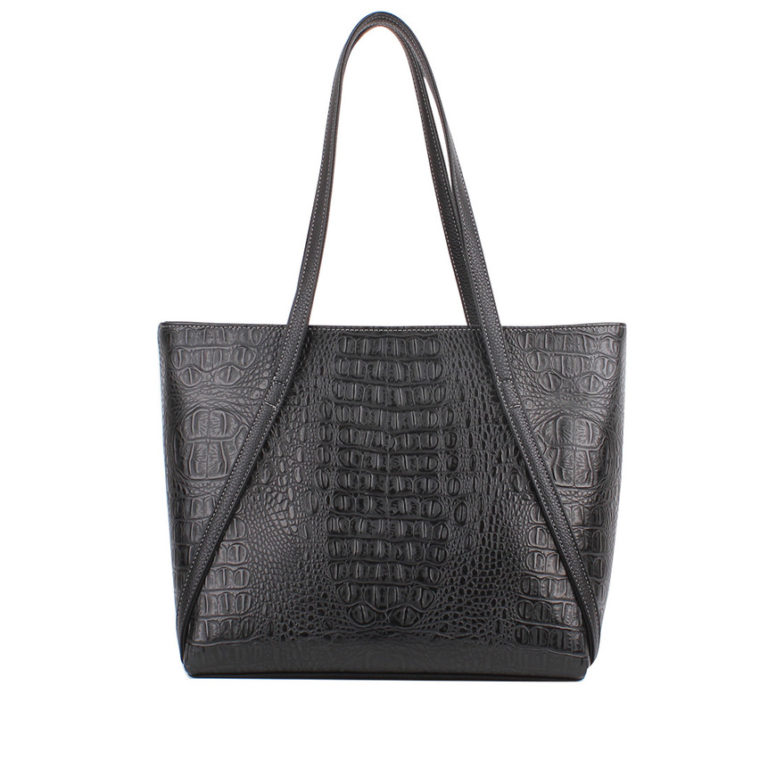 Стильная женская сумка-шоппер Грифон цвета черный крокодил, артикул 623