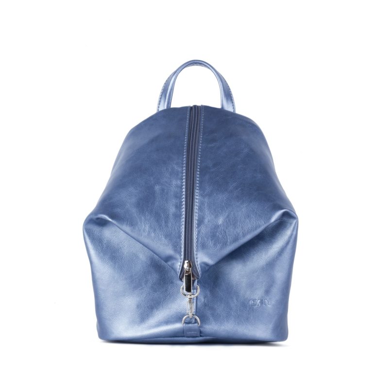 Небольшой женский городской рюкзак Грифон блестящего светло голубого цвета, артикул 653