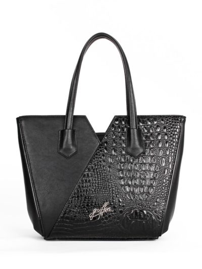 Оригинальная женская сумка трапецевидной формы Грифон цвета черный крокодил, артикул 15С580