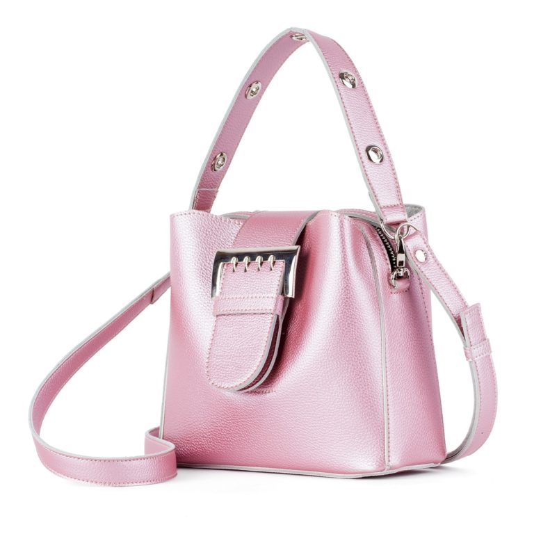 Оригинальная женская сумка блестящего розового цвета Грифон 678