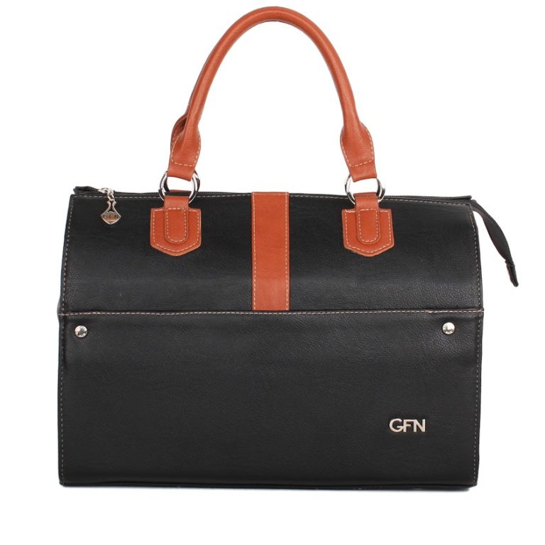 Стильная женская сумка-саквояж Грифон черный / коричневый, артикул 14С555